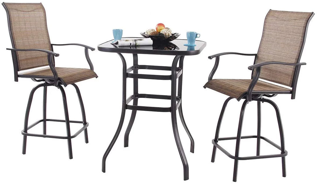 Square Glass 32" x 40" Dining Table Brown Y857