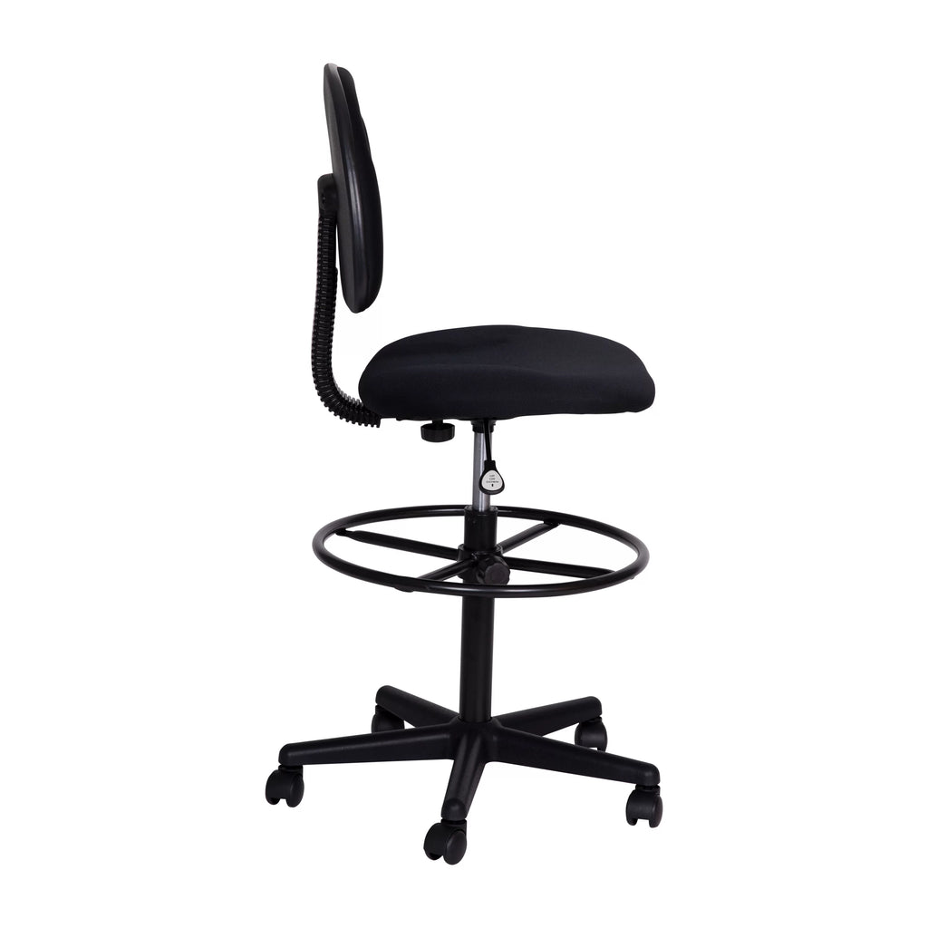 Black Fabric Drafting Chair with Footring L739682