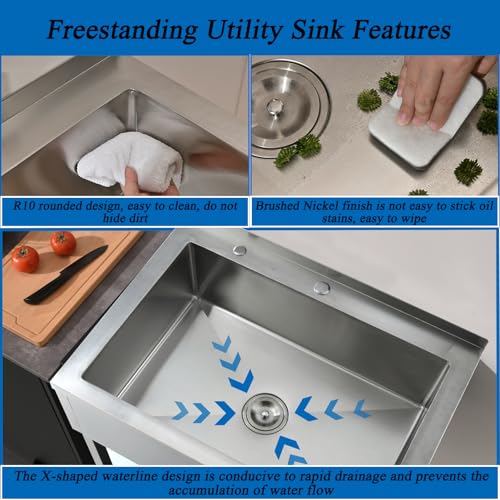 Free Standing Stainless Steel Utility Sink with Faucet G533