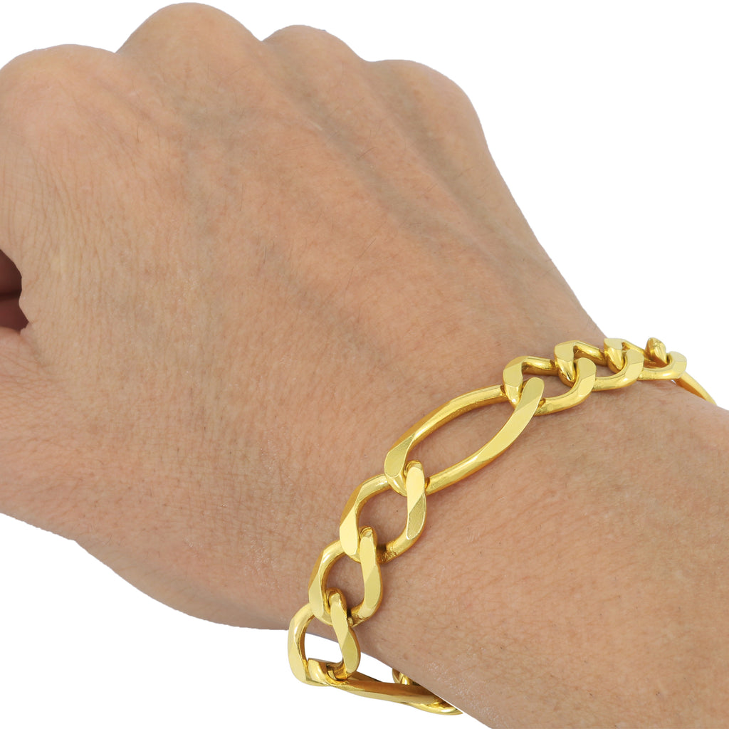 10k Yellow Gold Figaro Chain Link Bracelet A220861