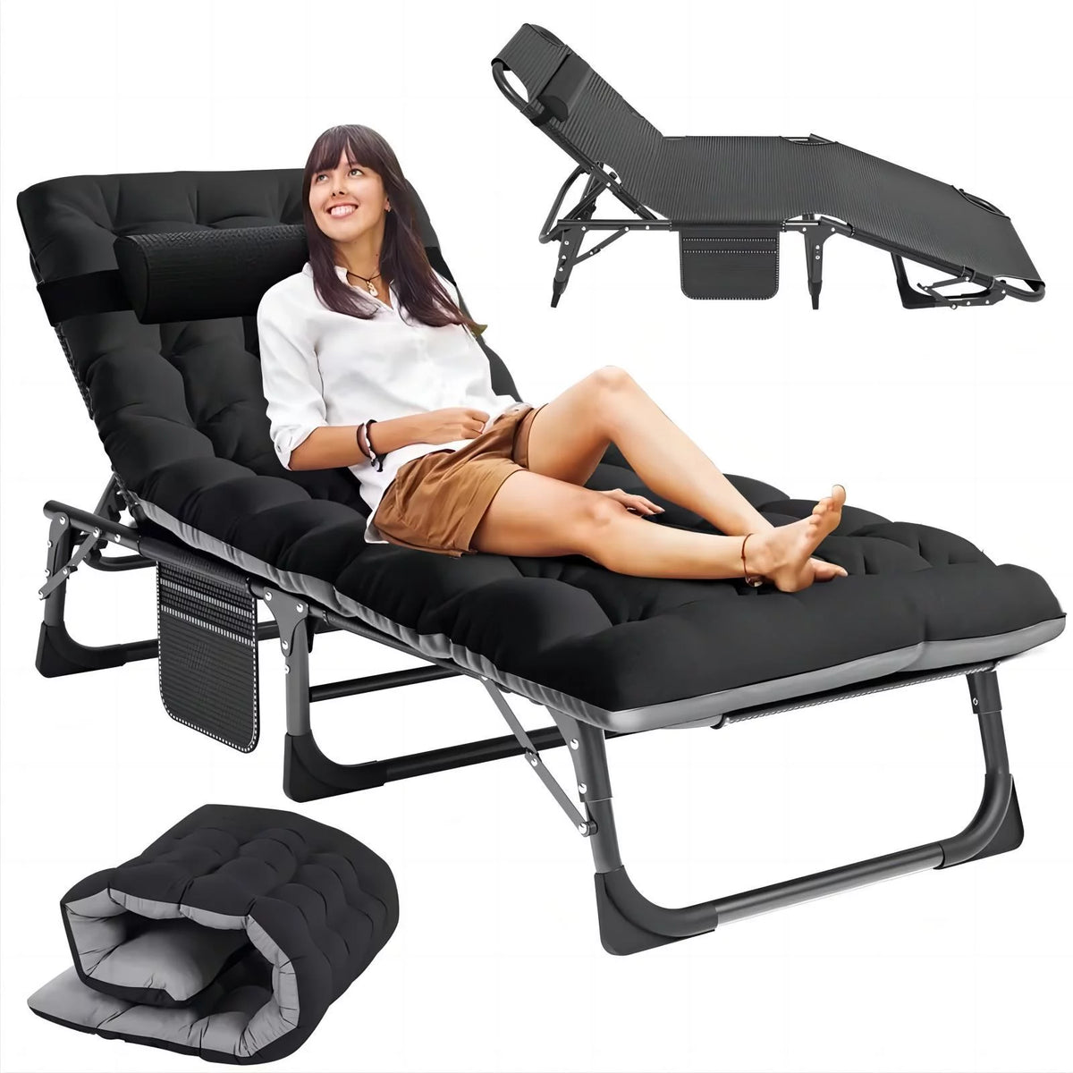 Portable Folding Lounge Chair with Pillow F4294