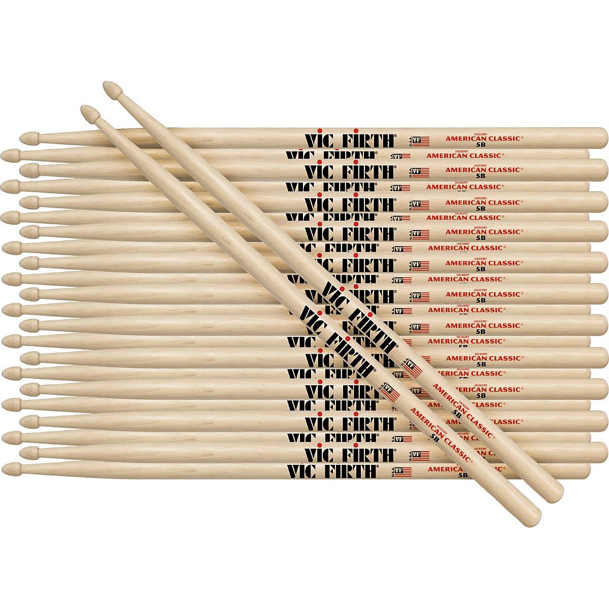 12-Pair Hickory Wood Drumsticks 2B N568375