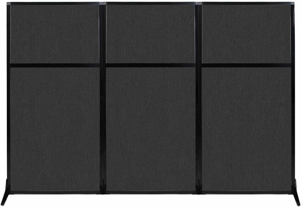 Portable Wall Divider with Charcoal Gray Fabric Panels O6553