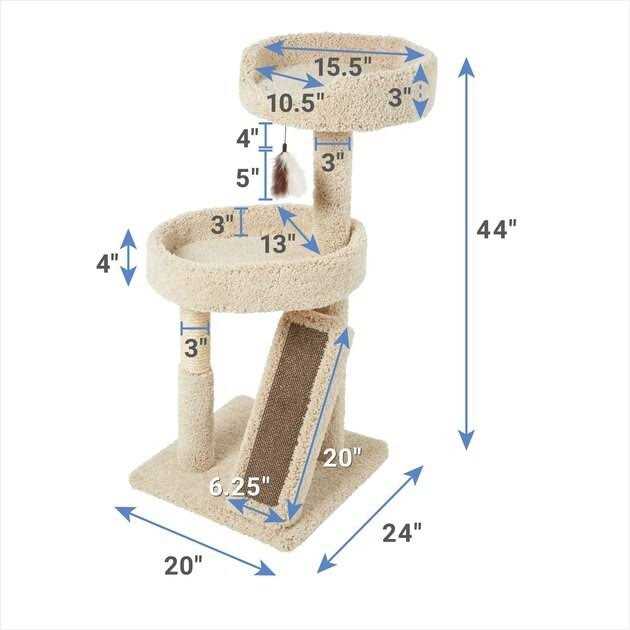 44-in Real Carpet Cat Tree with Replaceable Corrugate Scratcher H421