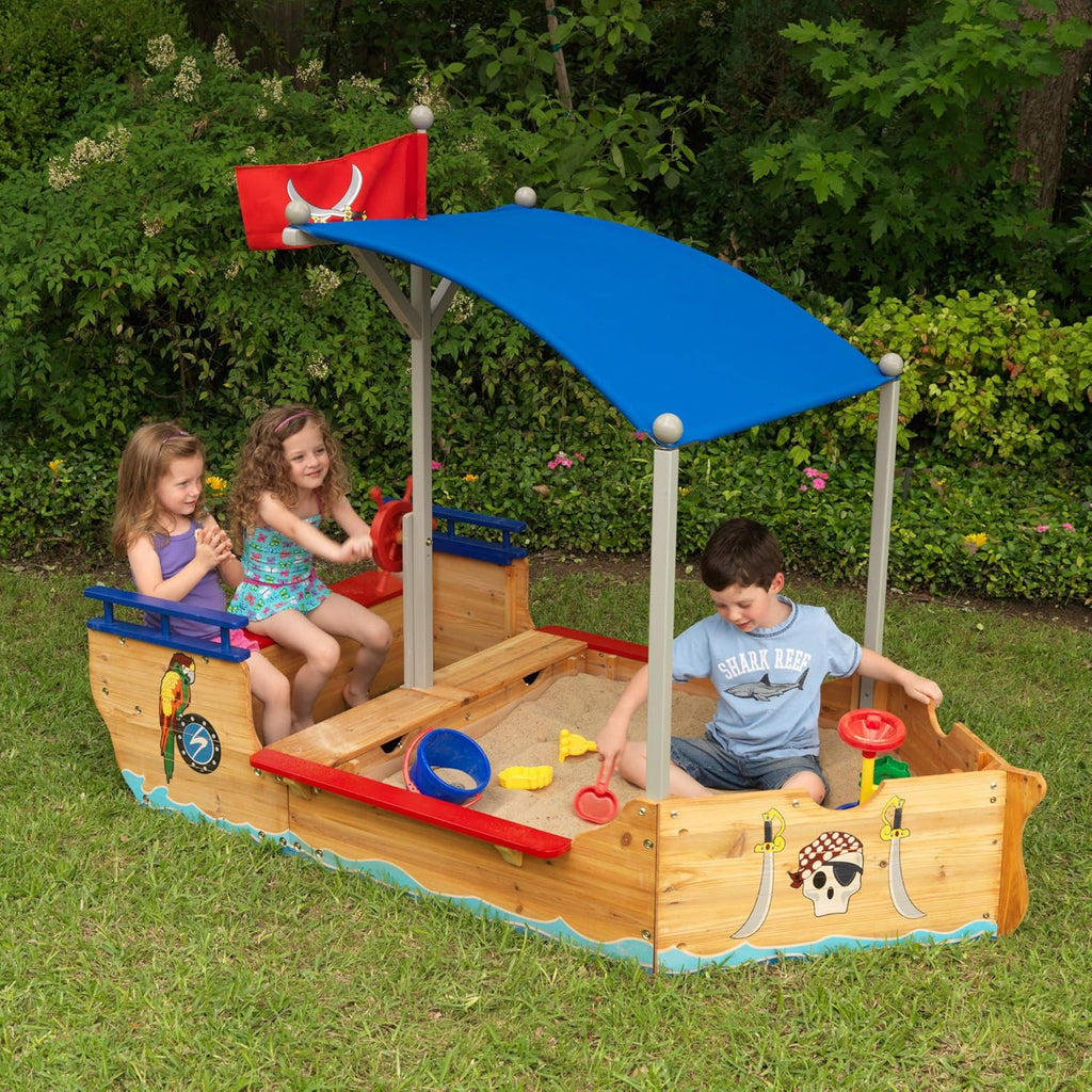Wooden Pirate Sandbox with Canopy R31109