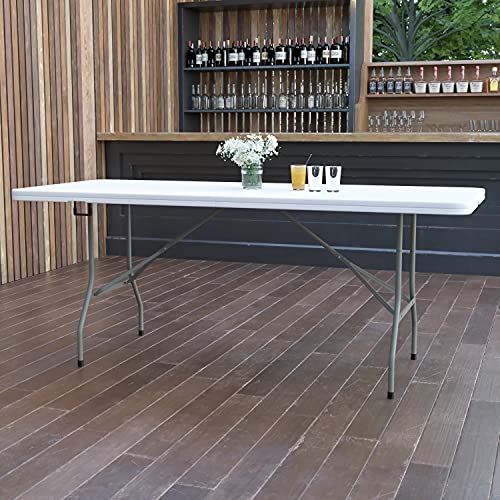 6' White Rectangular Plastic Folding Table J790
