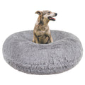 Siberian Grey Shag Faux Fur Bagel Pet Bed, Small - 30 inch A5004
