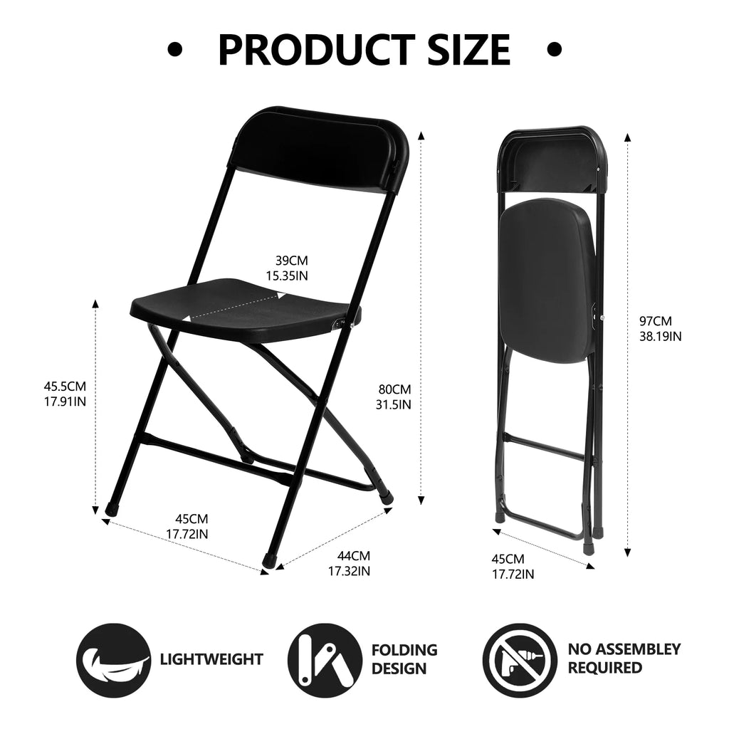 6 Pack White Plastic Folding Chairs 350lb Capacity Stackable R603249
