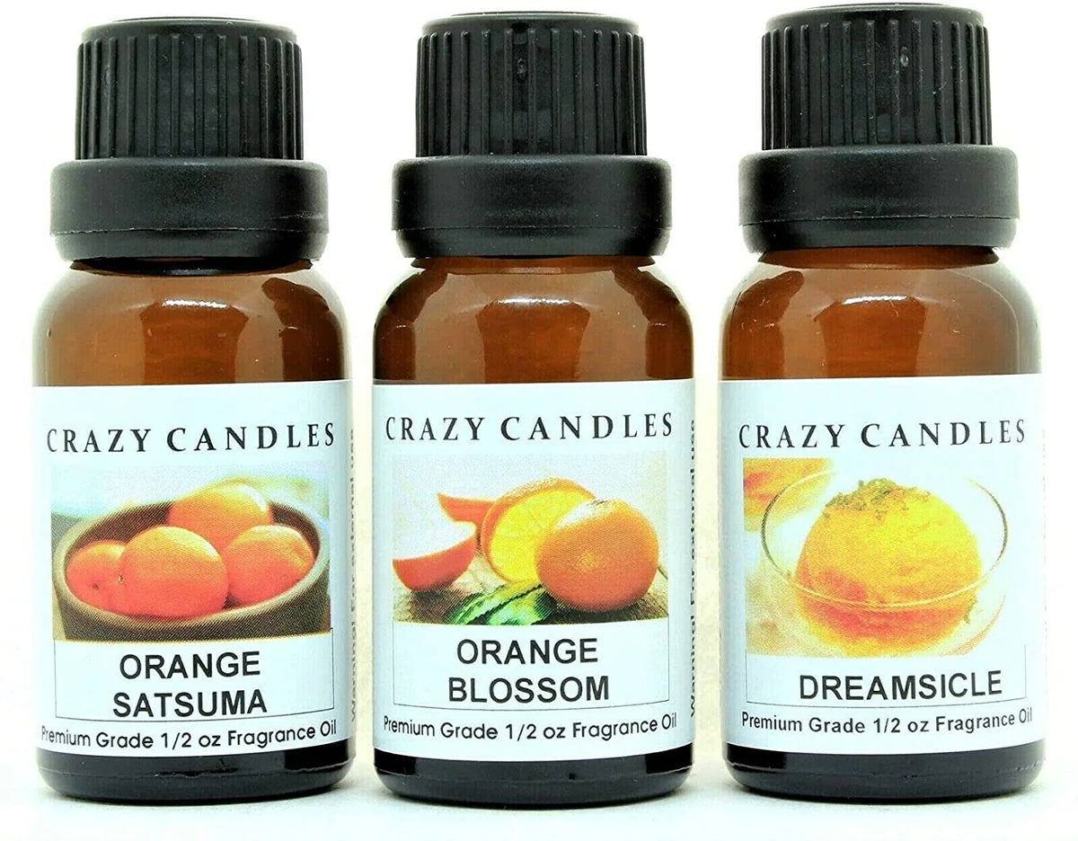 3 Bottles Set Orange Satsuma Orange Blossom Dreamsicle Fragrance Oils M5735