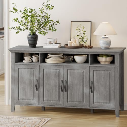 Oak and White Buffet Cabinet with Storage Q950724