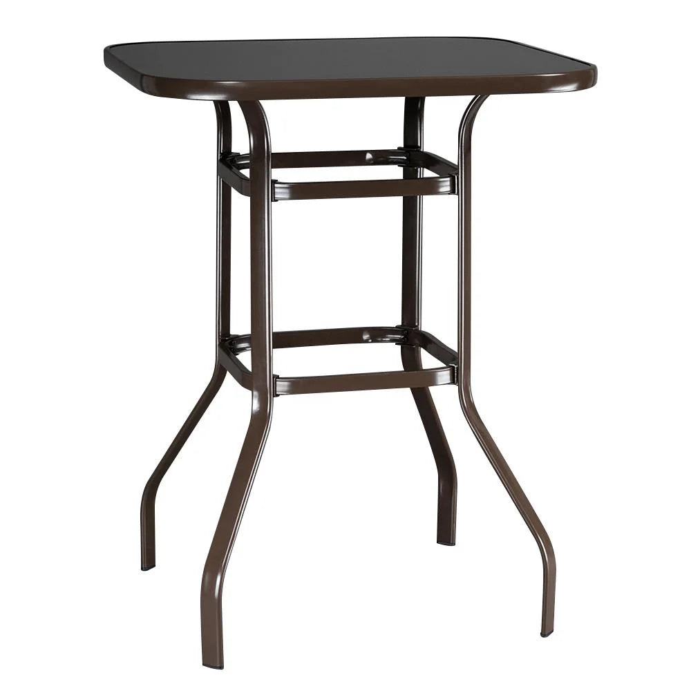 Square Glass 32" x 40" Dining Table Brown Y857